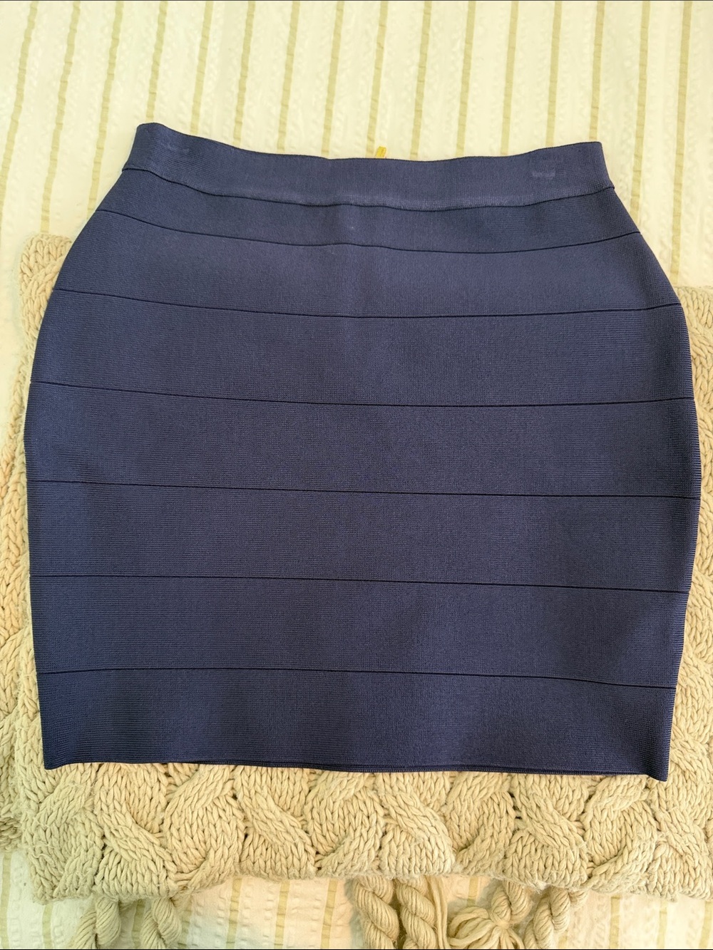 bebe Navy Horizontal Bandage Pencil Skirt